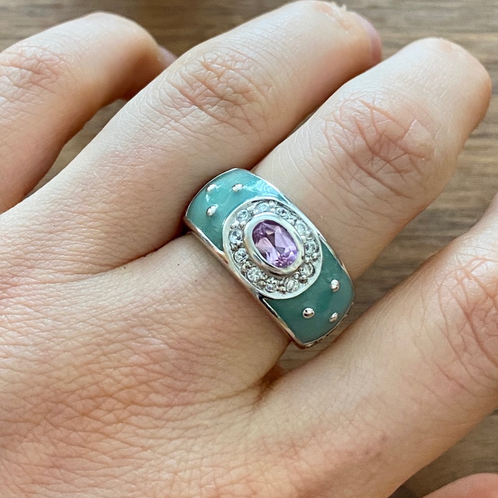 Silver and enamel Fashion ring